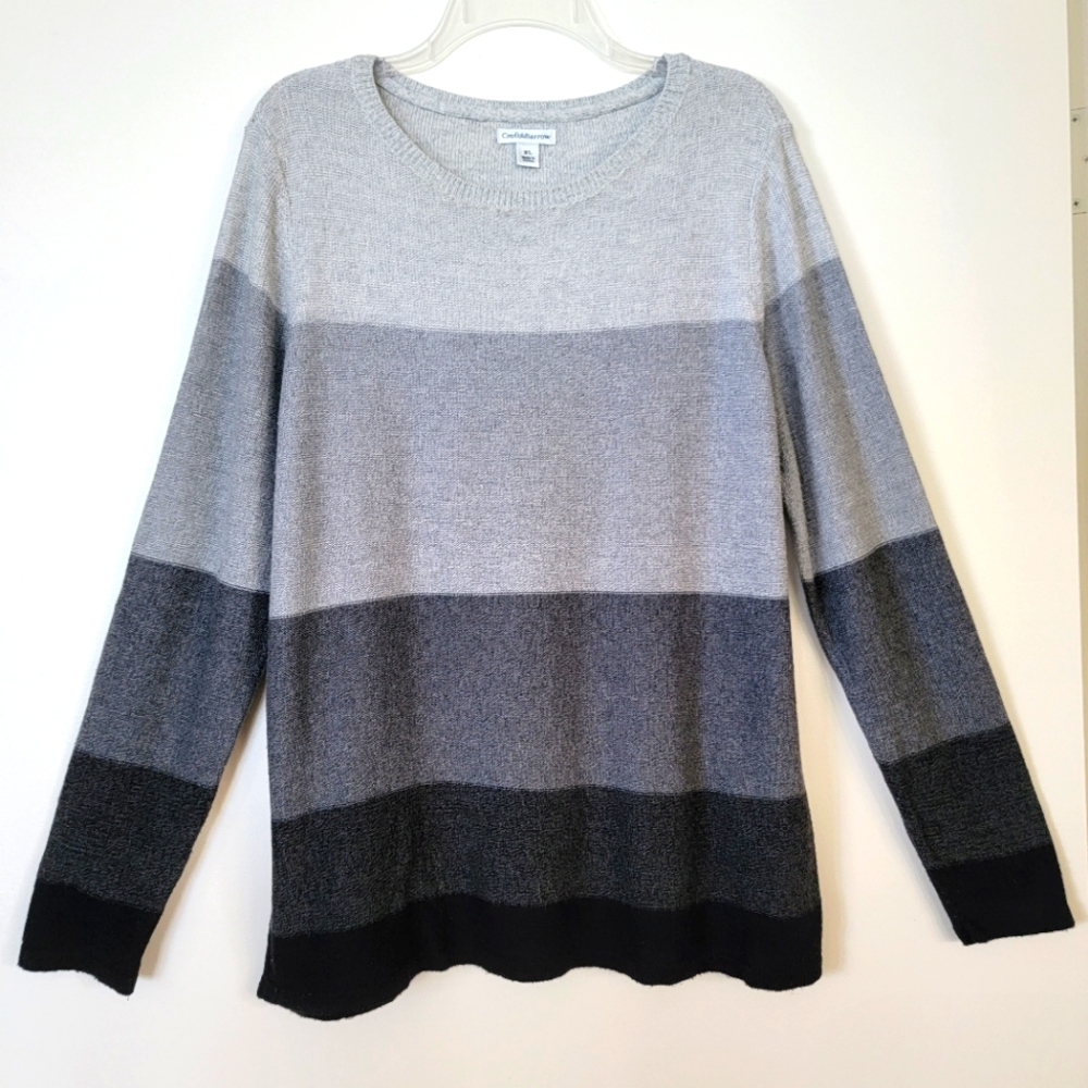 EUC XL Sweater Tunic Top Super Soft! Lightweight Cotton Blend Shades of Gray